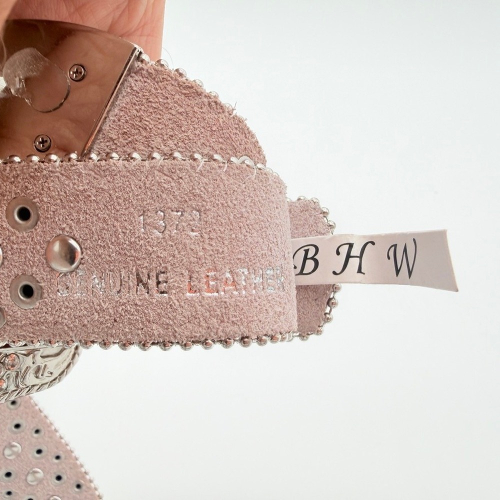 BHW 1372 Genuine Leather Cow Print Rhinestone Western Belt XS 23-27 - Picture 6 of 6